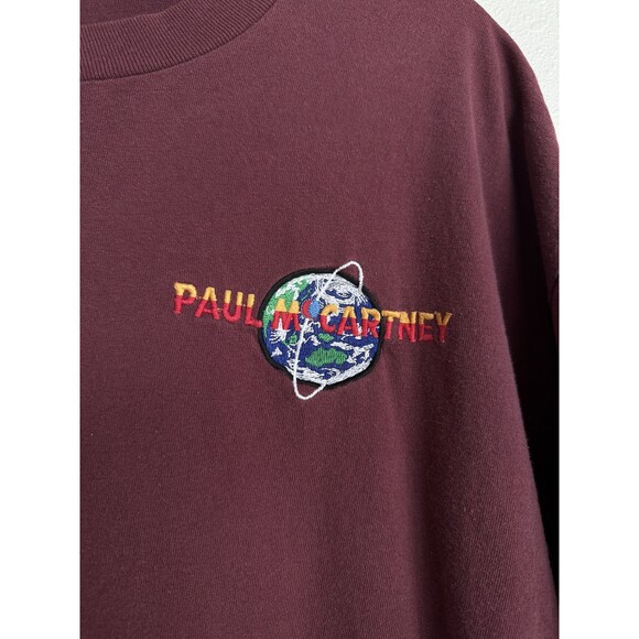 Vintage Paul McCartney World Tour T-Shirt XL Brockum Tag The Beatles Maroon Tee - Picture 2 of 7